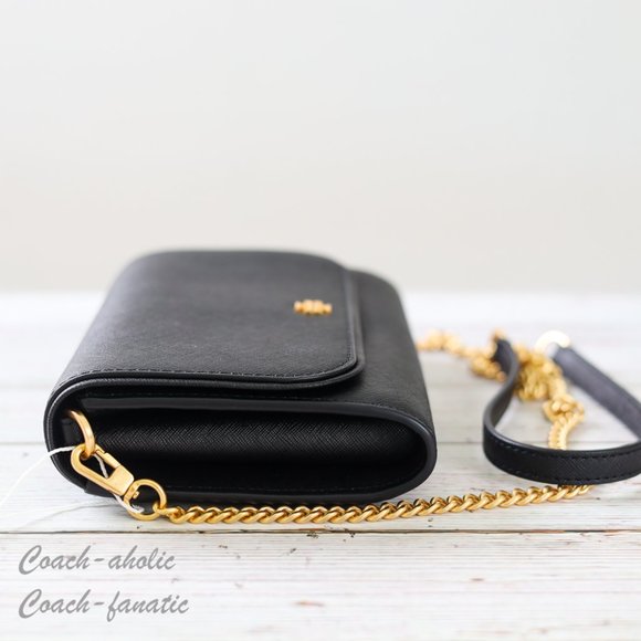 NWT Tory Burch Emerson Chain Wallet Leather Crossbody in Black - Picture 9 of 13